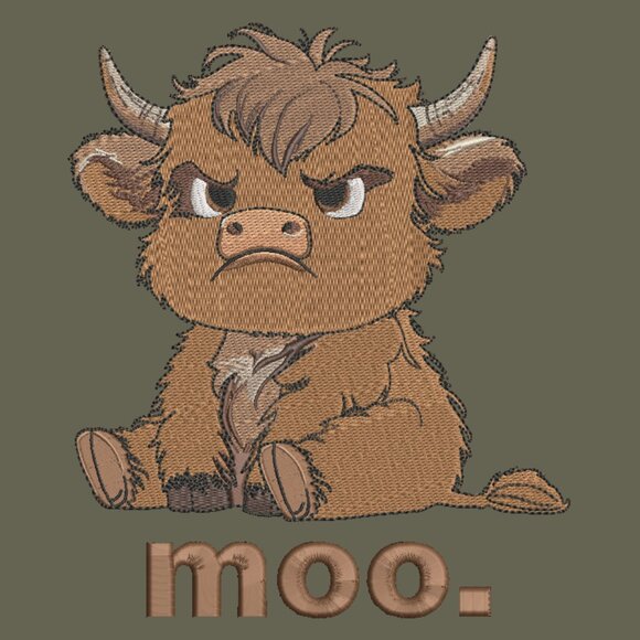 Grumpy Highland Cow Embroidered Adult Unisex Crewneck Sweatshirt - Picture 8 of 16